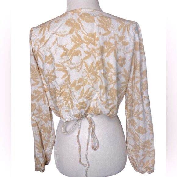 Abercrombie & Fitch long sleeve linen blend wrap crop top size Large - Picture 6 of 9